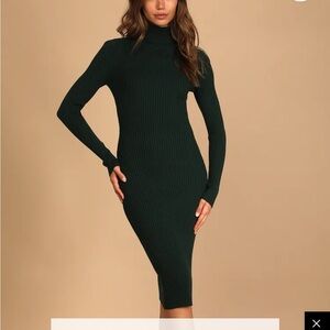 Lulu's Emerald Long Sleeve Ribbed Dress